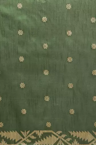 Olive Green Ethnic Motifs Bhagalpuri Saree