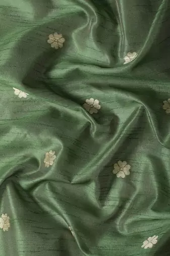 Olive Green Ethnic Motifs Bhagalpuri Saree