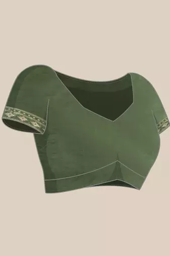 Olive Green Ethnic Motifs Bhagalpuri Saree