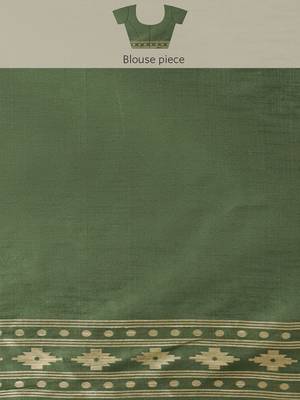 Olive Green Ethnic Motifs Bhagalpuri Saree 7