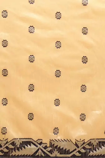 Beige & Black Ethnic Motifs Bhagalpuri Saree