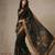 black color golden cotton blend designer printed stylish girlie saree