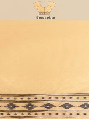Beige & Black Ethnic Motifs Bhagalpuri Saree 7