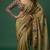 olive color silver cotton blend designer printed stylish girlie saree