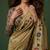 olive color silver cotton blend designer printed stylish girlie saree