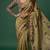 olive color silver cotton blend designer printed stylish girlie saree