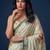beige color silver silk blend designer printed stylish girlie saree