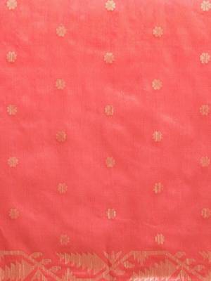 Peach-Coloured & Beige Ethnic Motifs Saree 3