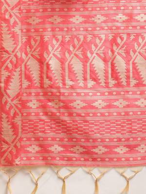 Peach-Coloured & Beige Ethnic Motifs Saree 4