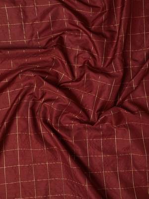 Maroon & Brown Checked Zari Banarasi Saree 5