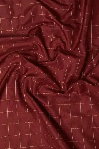 Maroon & Brown Checked Zari Banarasi Saree