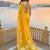 yellow color silver cotton blend designer printed stylish girlie saree