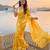 yellow color silver cotton blend designer printed stylish girlie saree