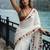 white color silver cotton blend designer printed stylish girlie saree