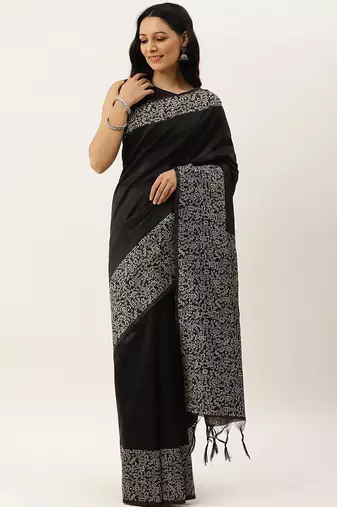 Black & Brown Bhagalpuri Saree