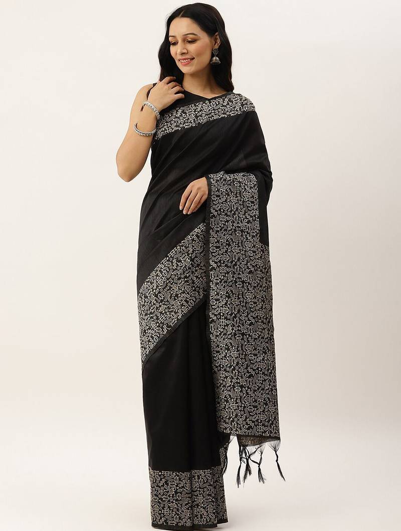 Black & Brown Bhagalpuri Saree