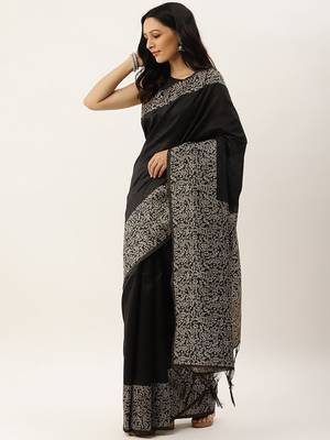 Black & Brown Bhagalpuri Saree 2
