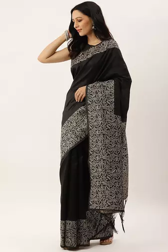 Black & Brown Bhagalpuri Saree
