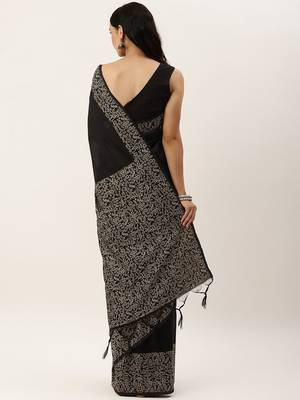 Black & Brown Bhagalpuri Saree 3