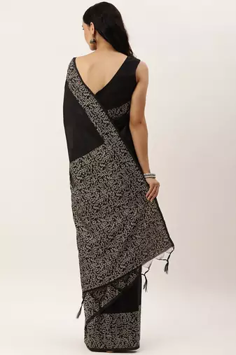 Black & Brown Bhagalpuri Saree