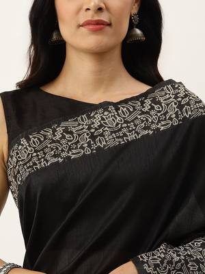 Black & Brown Bhagalpuri Saree 5