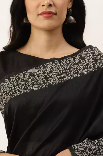 Black & Brown Bhagalpuri Saree