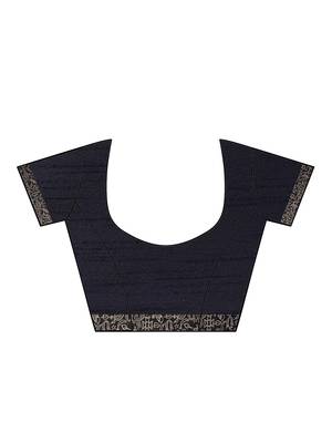 Navy Blue & Beige Bhagalpuri Saree 7