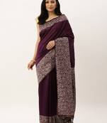 Burgundy & Off White Bhagalpuri Saree