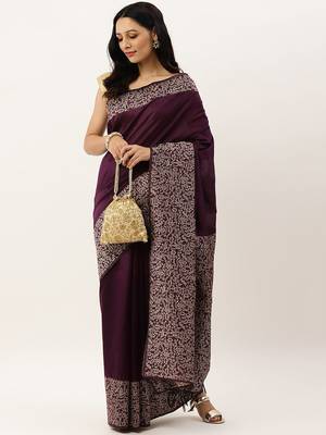 Burgundy & Off White Bhagalpuri Saree 4