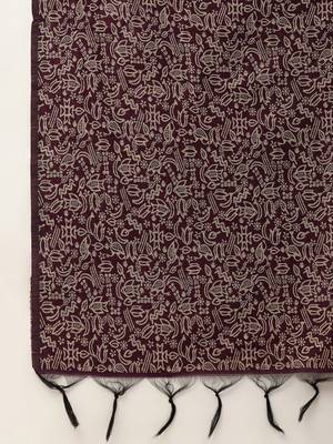 Burgundy & Off White Bhagalpuri Saree 6