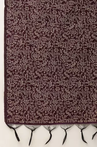 Burgundy & Off White Bhagalpuri Saree