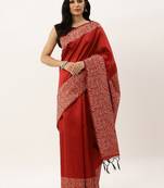 Red & Off White Ethnic Motifs Bhagalpuri Saree