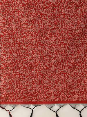 Red & Off White Ethnic Motifs Bhagalpuri Saree 6