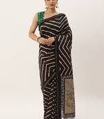 Black & Gold-Toned Jute Silk Tussar Saree