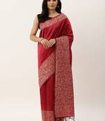 Pink & Beige Woven Design Bhagalpuri Saree