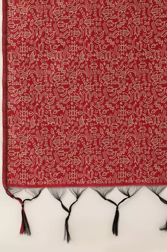 Pink & Beige Woven Design Bhagalpuri Saree