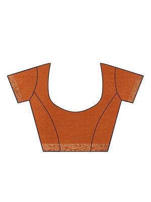 Orange & Off White Woven Design Bhagalpuri Saree 7