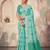 teal green color cotton blend woven resham designer fancy festive saree