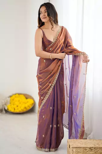 blue color silk blend  bollywood style glamorous ceremonial saree