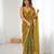 gold color silk blend  bollywood style glamorous ceremonial saree