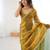 gold color silk blend  bollywood style glamorous ceremonial saree