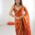 orange color silk blend  bollywood style glamorous ceremonial saree
