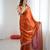 orange color silk blend  bollywood style glamorous ceremonial saree
