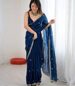 teal color silk blend  bollywood style glamorous ceremonial saree