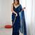 teal color silk blend  bollywood style glamorous ceremonial saree