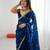 teal color silk blend  bollywood style glamorous ceremonial saree