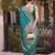 teal color cotton blend woven designer ethnic partywear saree