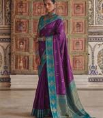violet color soft silk blend woven designer fancy festive rich saree