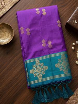 violet color soft silk blend woven designer fancy festive rich saree 5