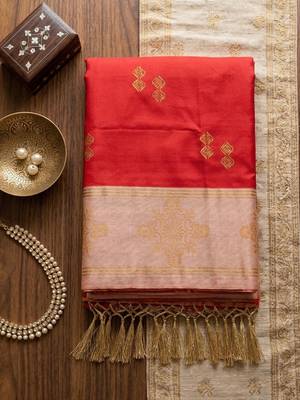 red color soft silk blend woven designer fancy festive rich saree 5